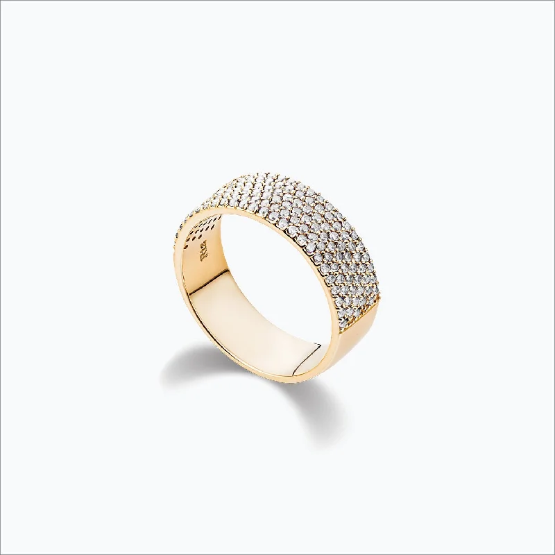 Flash Sale On Exquisite Jewelry – Don't Miss Out Cigar Band 18K Gold Ring w. Diamonds