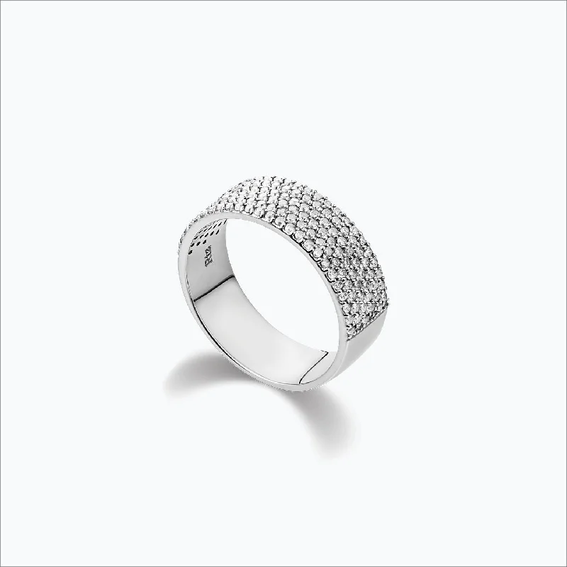 Shop Dazzling Jewelry With Special Promotional Discounts Cigar Band 18K White Gold Ring w. Diamonds