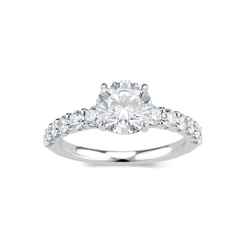 Round Diamond Engagement Ring with Diamond Shank