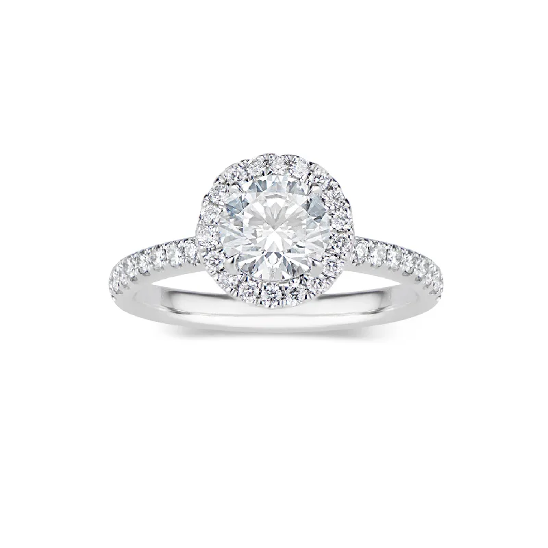 Round Double-Edge Halo Diamond Engagement Ring