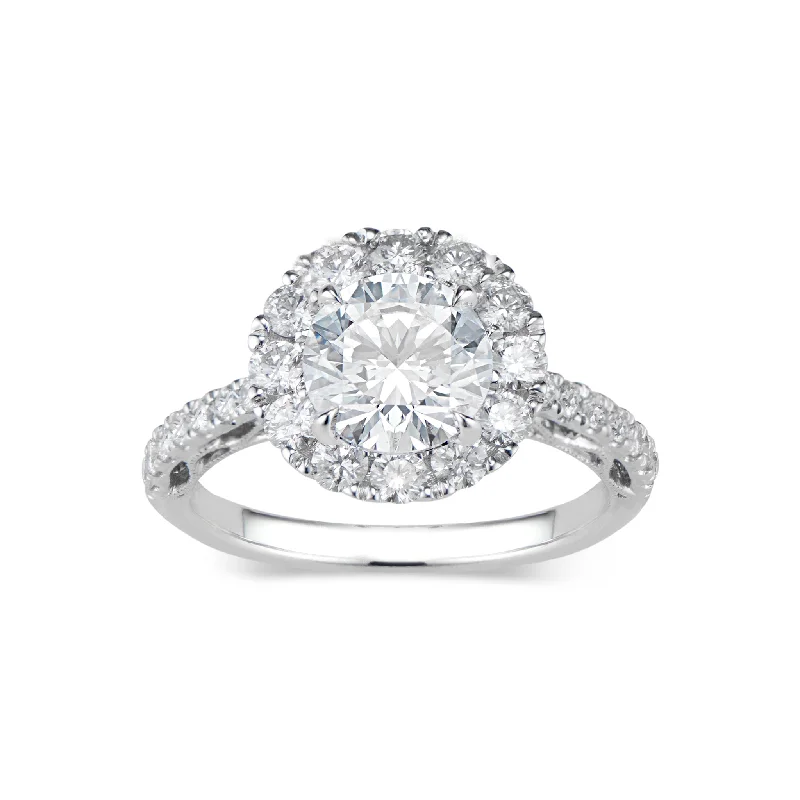 Halo Diamond Engagement Ring with Filigree