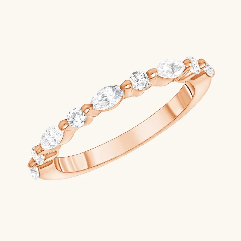 Premium Jewelry Now Available At Special Discounts Round + Marquise Diamond Shared Prong Band Premium Jewelry Now Available At Special Discounts Round + Marquise Diamond Shared Prong Band