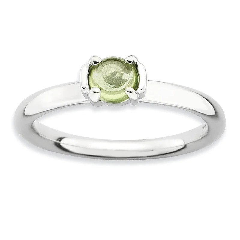 Exclusive Jewelry Sale – Grab Timeless Pieces Now Silver Stackable 1/2 Carat Peridot Cabochon Ring