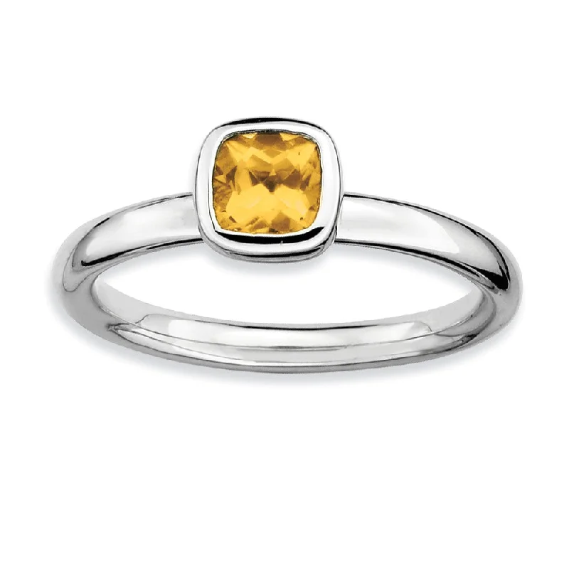 The Perfect Jewelry Piece At The Perfect Discount Silver Stackable Cushion Cut Citrine Solitaire Ring