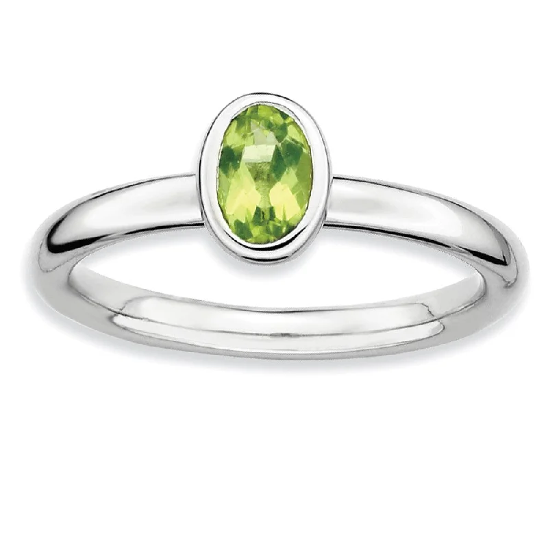 Unmissable Jewelry Clearance – Final Reductions Silver Stackable Oval Peridot Solitaire Ring
