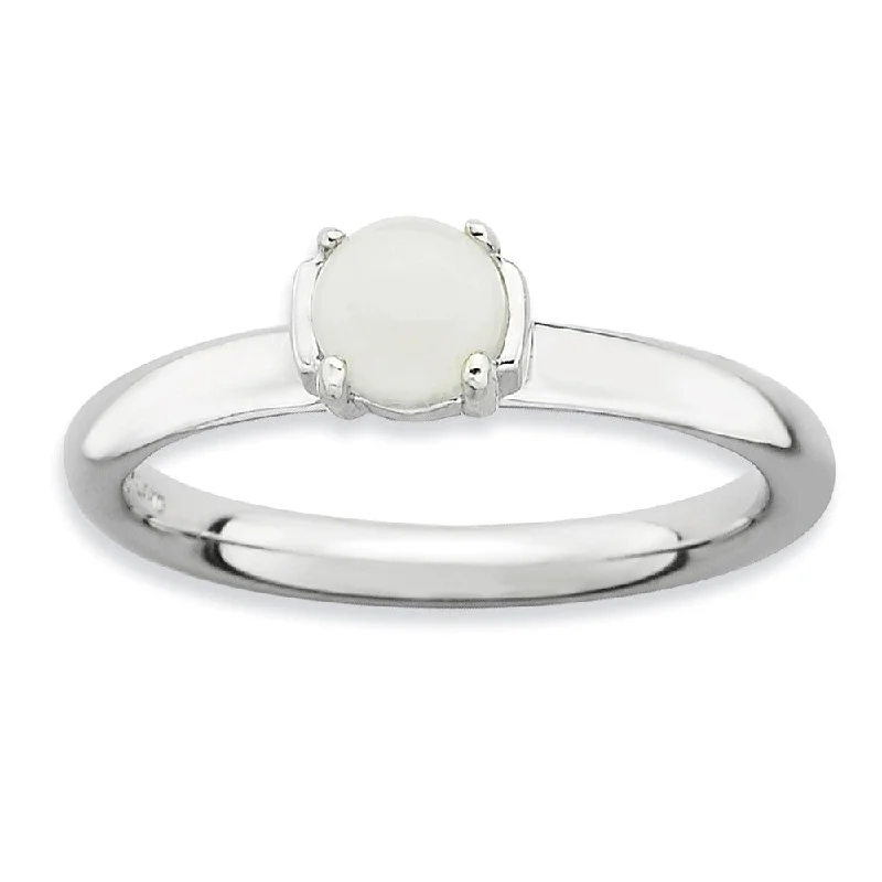 Big Discounts On Elegant Jewelry Collections Silver Stackable White Agate Ring
