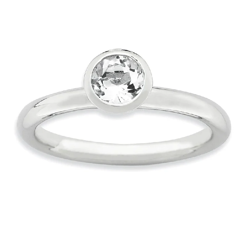 Get Your Favorite Jewelry At The Best Price Silver with 5mm Crystals Stackable High Profile Ring