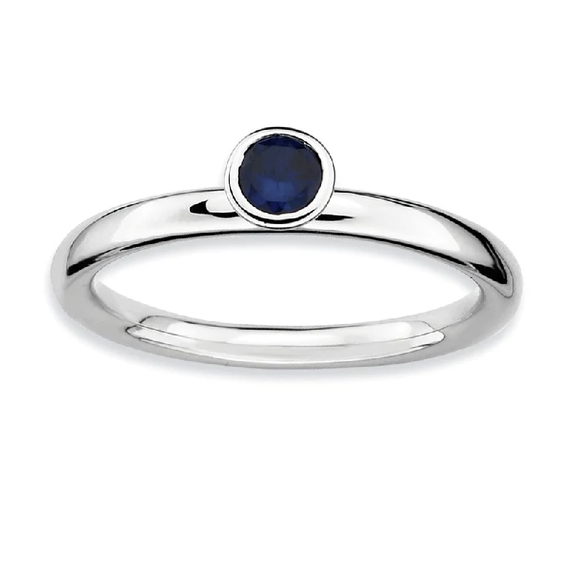 Huge Savings On Timeless Jewelry Collections Stackable High Profile 4mm Created Sapphire Silver Ring
