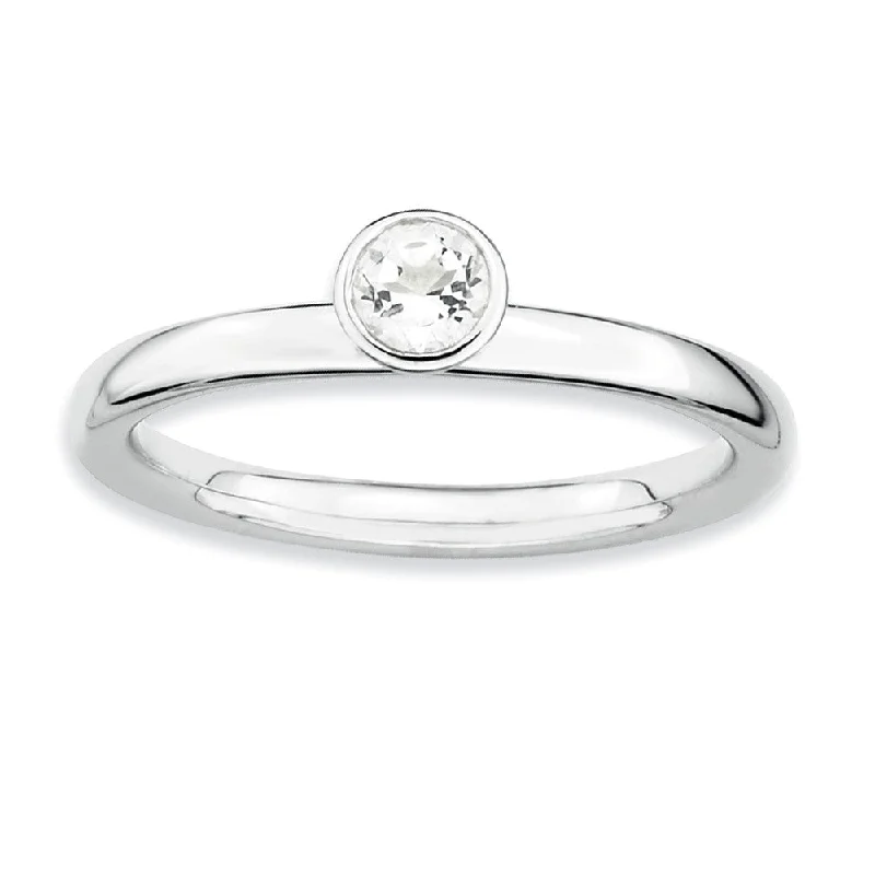 Sparkle On A Budget – Fine Jewelry For Less Stackable High Profile 4mm White Topaz Silver Ring
