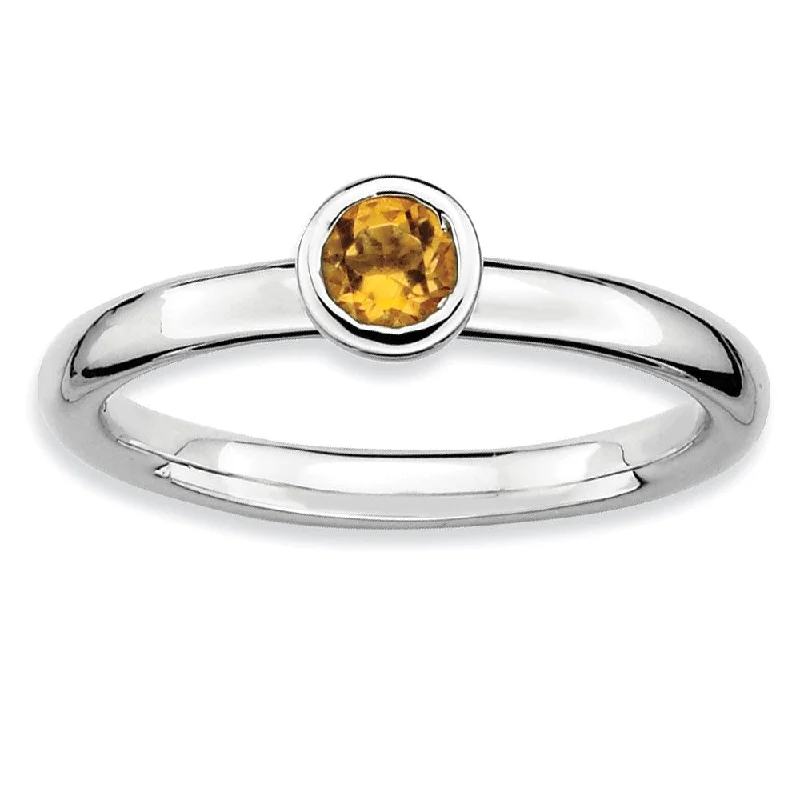 Elegant Designs, Unbeatable Discounts – Shop Jewelry Now Stackable Low Profile 4mm Citrine Silver Ring