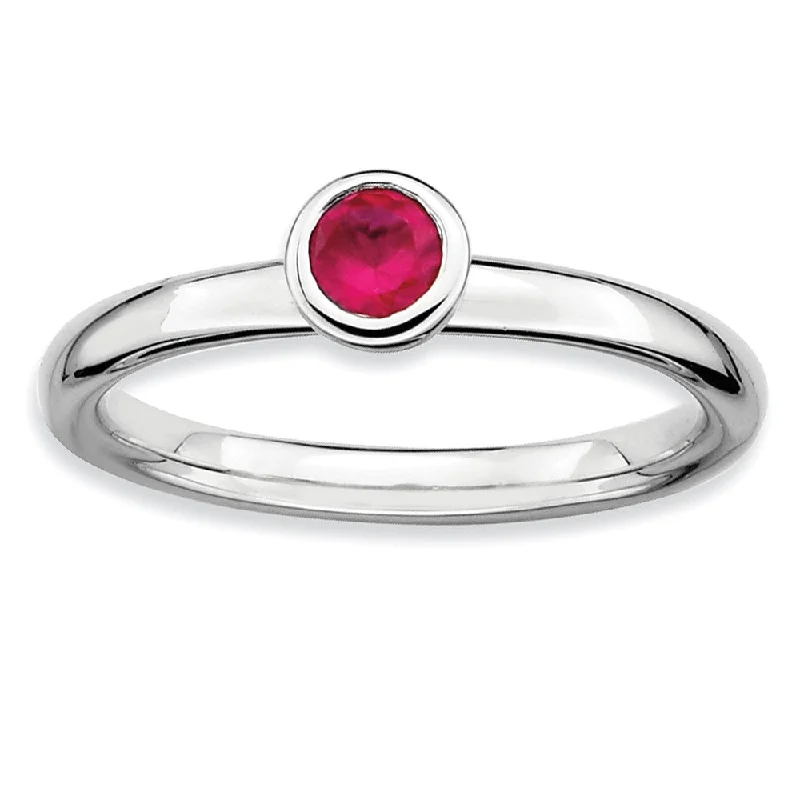Jewelry Deals That Outshine The Rest Stackable Low Profile 4mm Created Ruby Sterling Silver Ring