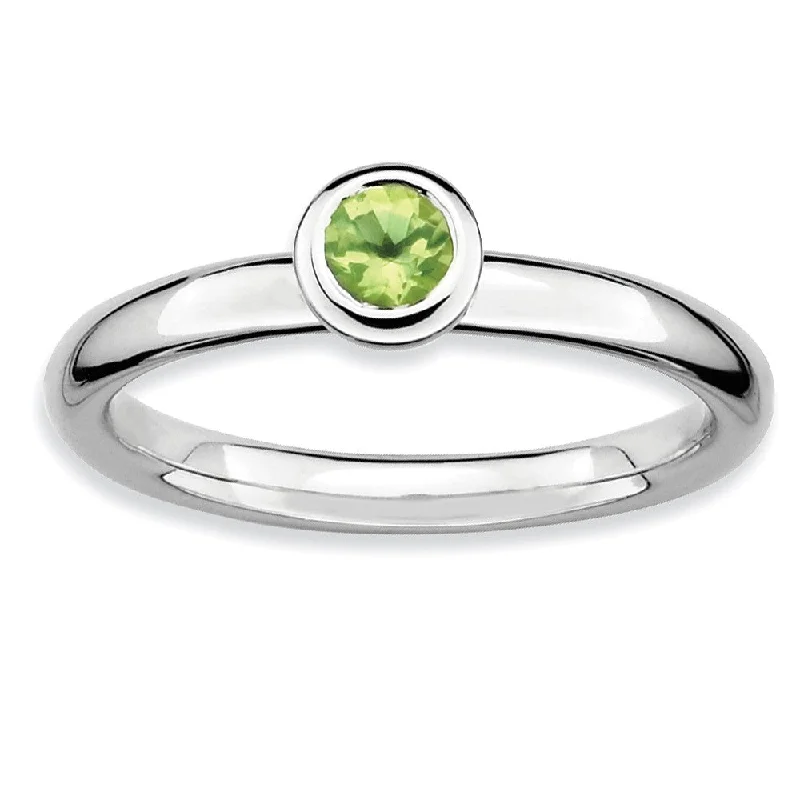 Luxury Handcrafted Jewelry For Elegant Looks Stackable Low Profile 4mm Peridot Silver Ring