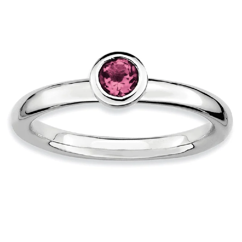 Stunning Jewelry Pieces At The Lowest Prices Ever Stackable Low Profile 4mm Pink Tourmaline Silver Ring