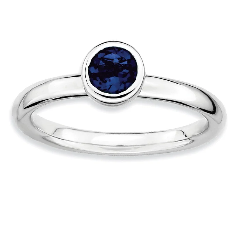 Sparkle In Style With Our Best Jewelry Deals Stackable Low Profile 5mm Created Sapphire Silver Ring