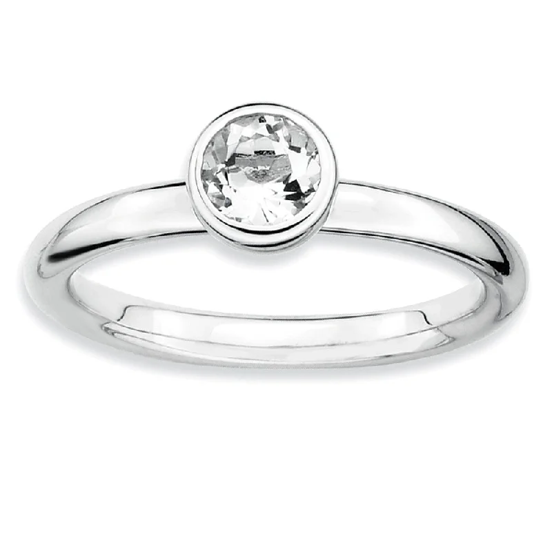 Flash Jewelry Sale – Get Stunning Pieces At Low Prices Stackable Low Profile 5mm White Topaz Silver Ring