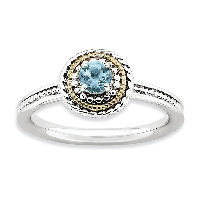 Special Sale On Handcrafted Jewelry – Shop Today Sterling Silver & 14K Gold Plated Stackable Blue Topaz Ring