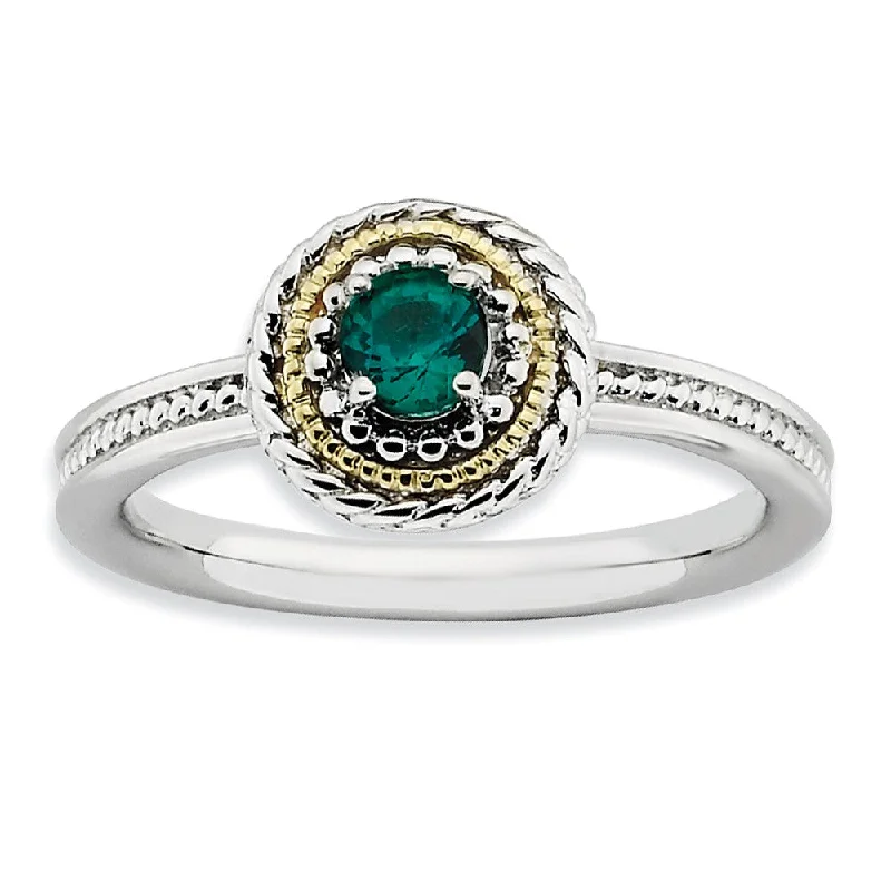 Premium Jewelry At Promotional Prices – Shine Today Sterling Silver & 14K Gold Plated Stackable Created Emerald Ring