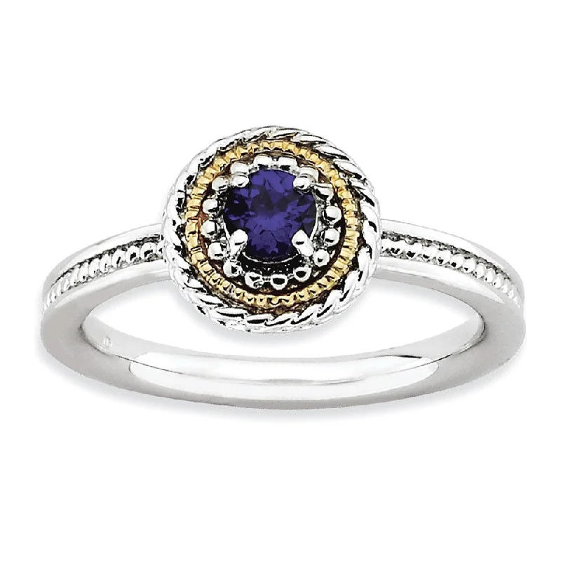Exclusive Jewelry Offers – Sparkle For Less Sterling Silver & 14K Gold Plated Stackable Created Sapphire Ring