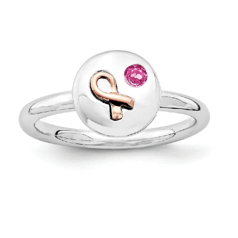 Waterproof Stainless Steel Jewelry For Lasting Beauty Sterling Silver 14k Rose Gold Ribbon Pink Sapphire 9mm Disc Stack Ring