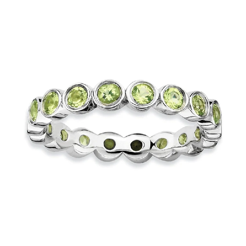 Best Jewelry Sale Prices – Limited-Time Offer Sterling Silver Stackable Bezel Set Peridot 3.5mm Band