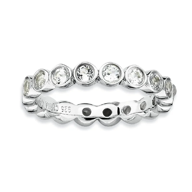 Personalized Jewelry Sale – Meaningful Gifts At Great Prices Sterling Silver Stackable Bezel Set White Topaz 3.5mm Band
