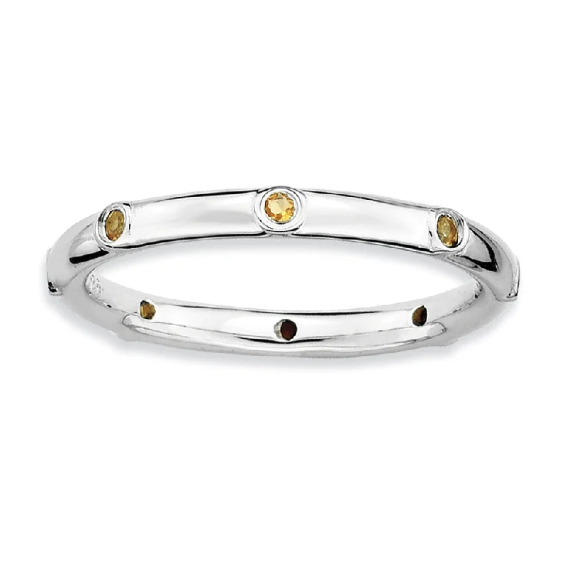 Unbeatable Offers On Luxury And Everyday Jewelry Sterling Silver Stackable Citrine Accent 2.25mm Band