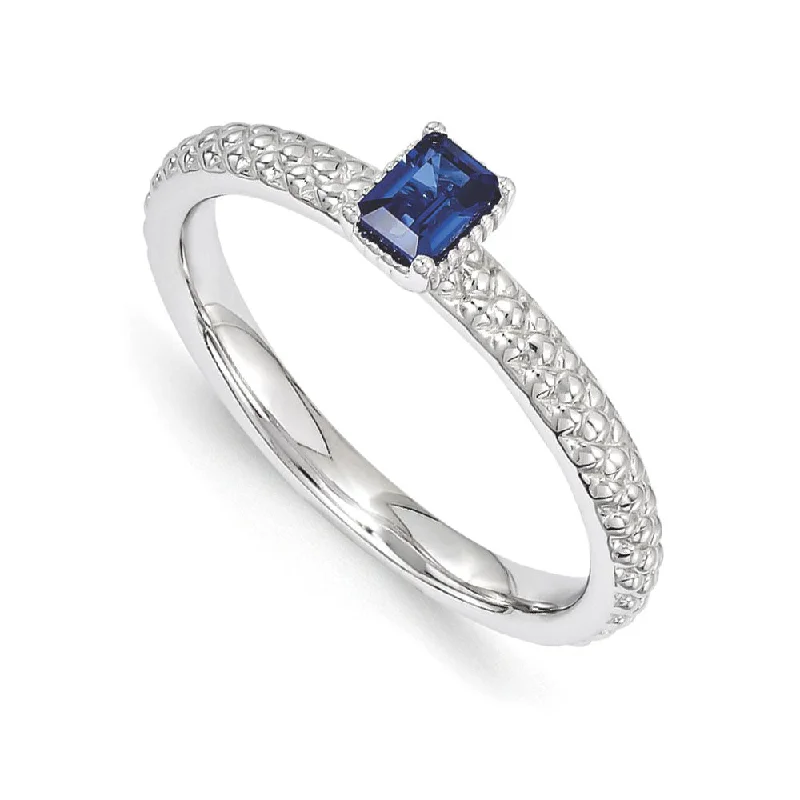 Don't Miss Our Biggest Jewelry Sale Of The Season Sterling Silver Stackable Created Sapphire Octagon Solitaire Ring