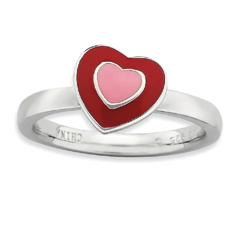 Limited-Stock Jewelry Sale – Once It's Gone, It's Gone Sterling Silver Stackable Enameled Heart Ring