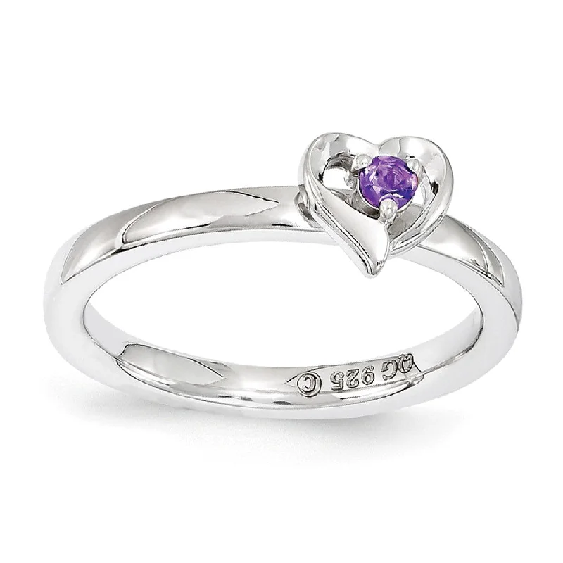 Flash Deals On Fine Jewelry – Shop Before It's Gone Sterling Silver Stackable Expressions Amethyst 6mm Heart Ring