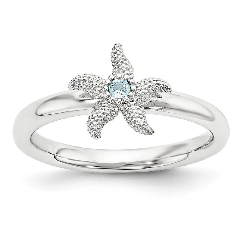 Don't Miss These Dazzling Jewelry Discounts Sterling Silver Stackable Expressions Blue Topaz 10mm Starfish Ring