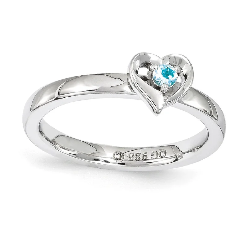 Flash Jewelry Sale – Get Stunning Pieces At Low Prices Sterling Silver Stackable Expressions Blue Topaz 6mm Heart Ring