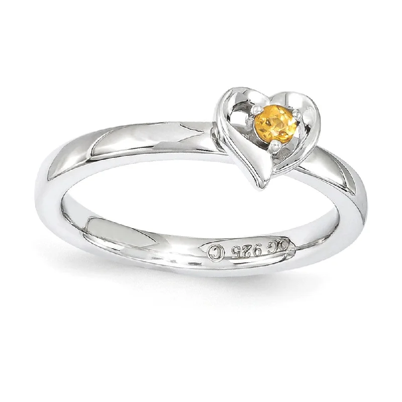 Stunning Jewelry At A Fraction Of The Price Sterling Silver Stackable Expressions Citrine 6mm Heart Ring