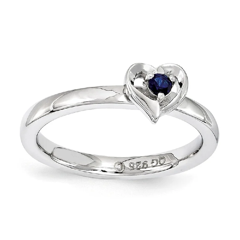 Make Your Outfit Shine With Discounted Jewelry Sterling Silver Stackable Expressions Created Sapphire 6mm Heart Ring