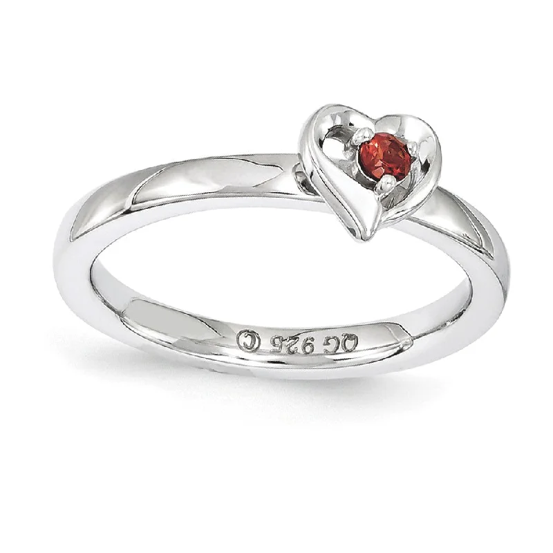 Jewelry Clearance – Final Chance To Save Big Sterling Silver Stackable Expressions Garnet 6mm Heart Ring