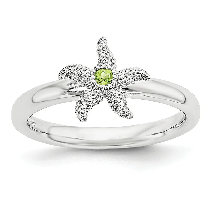 Last Chance To Grab Your Favorite Jewelry At A Discount Sterling Silver Stackable Expressions Peridot 10mm Starfish Ring