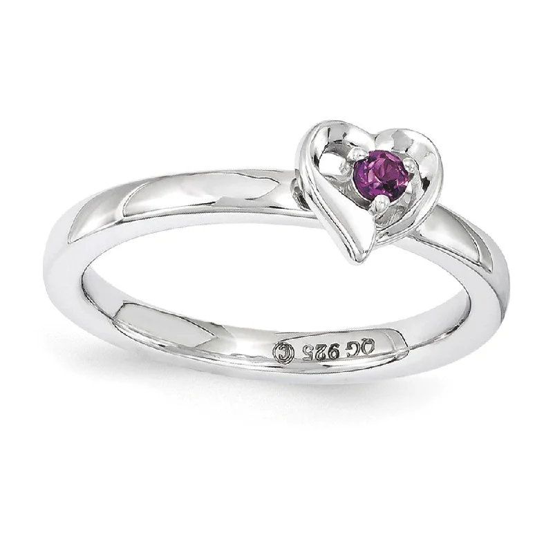 Make Every Moment Shine – Jewelry Discounts Available Sterling Silver Stackable Expressions Rhodolite Garnet 6mm Heart Ring