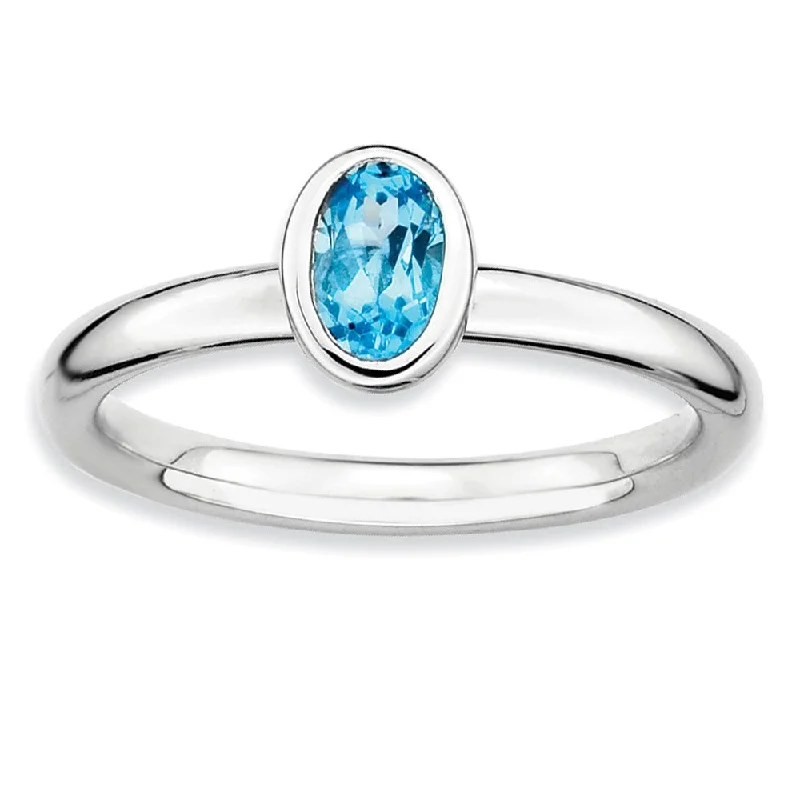 Your Dream Jewelry At Dream Prices Sterling Silver Stackable Oval Blue Topaz Solitaire Ring