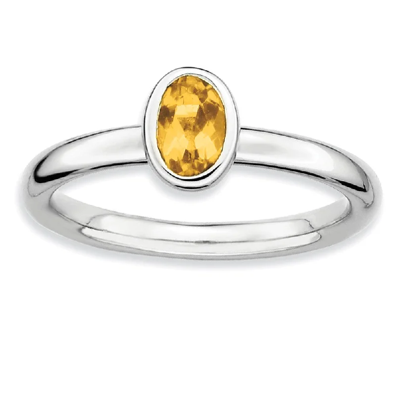 Elegant Jewelry, Affordable Luxury – Shop Now Sterling Silver Stackable Oval Citrine Solitaire Ring