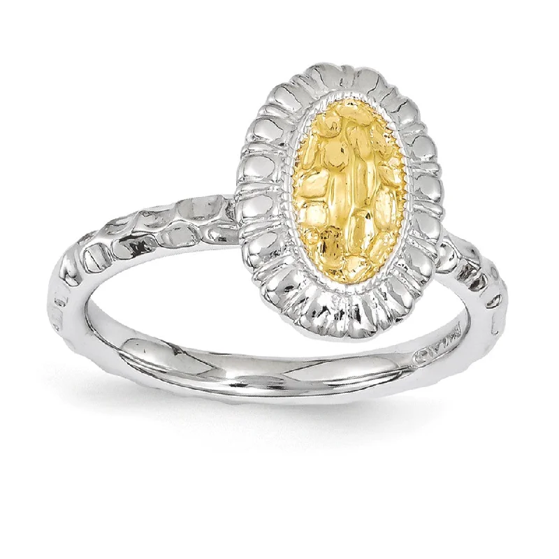 Sparkle On A Budget – Fine Jewelry For Less Sterling Silver Stackable Rhodium & Gold Tone Plated 12mm Oval Ring