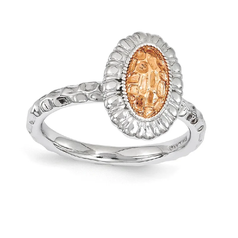 Exclusive Jewelry Bundles At Discounted Prices Sterling Silver Stackable Rhodium & Rose Gold Tone 12mm Oval Ring