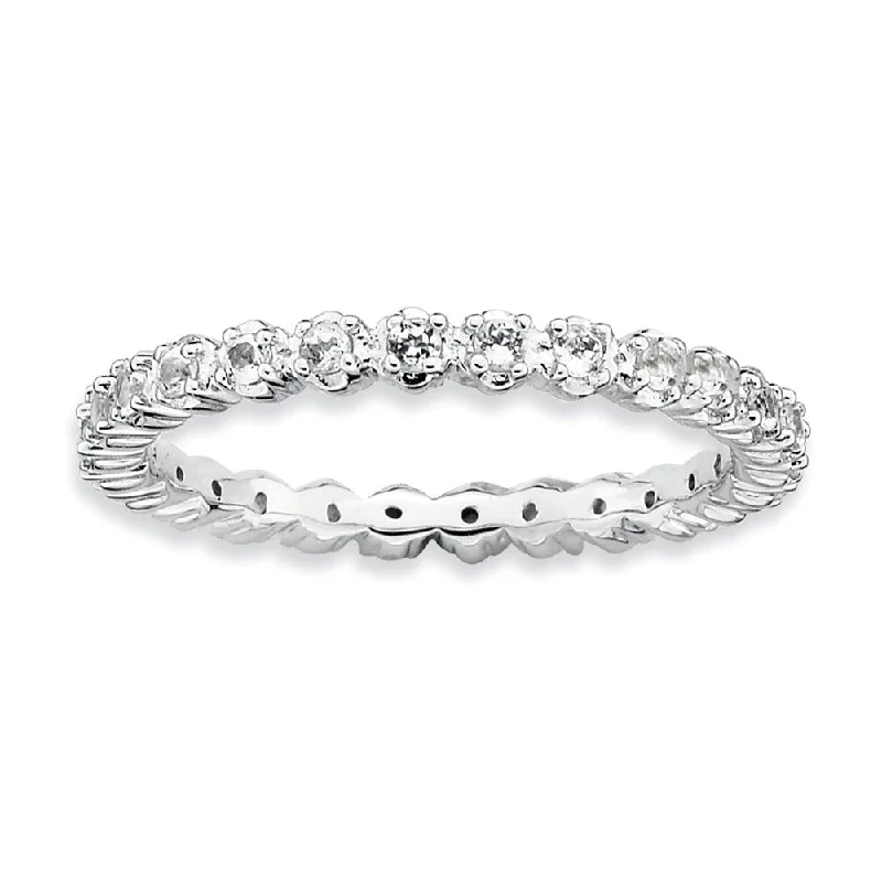 Elegant Necklaces And Bracelets At Limited-Time Offers Sterling Silver Stackable White Topaz Band