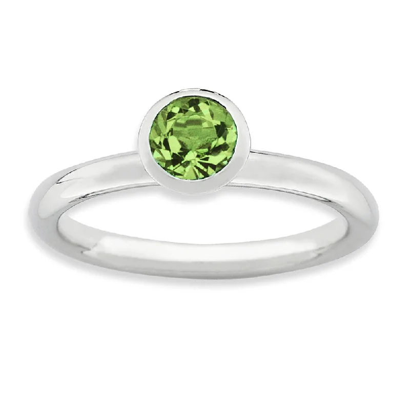 High-End Jewelry, Now More Affordable Than Ever Sterling Silver with 5mm Lt Green Crystals High Profile Stack Ring