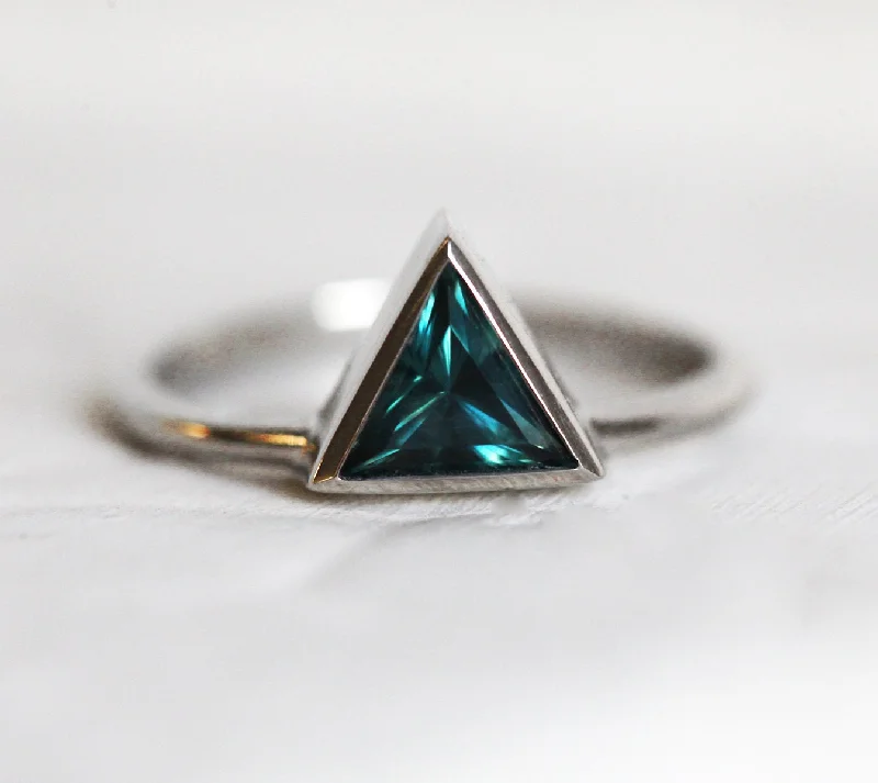 Frozen Teal Sapphire Ring