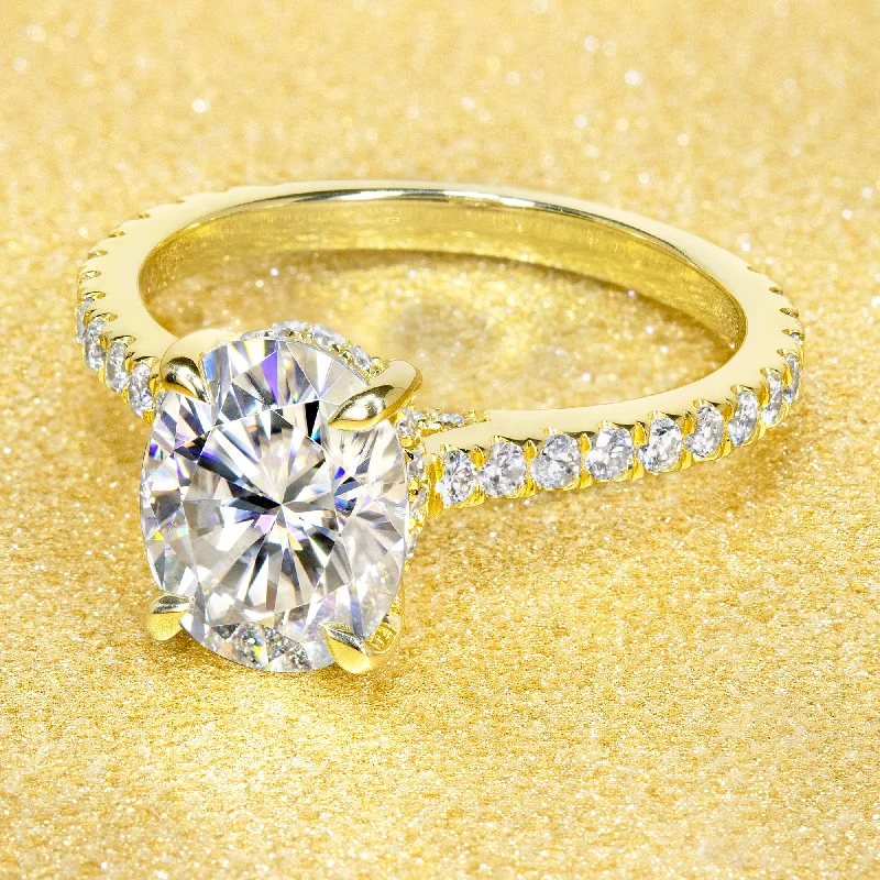 The Emilia, 2ct Oval-cut Cathedral Hidden Halo Ring