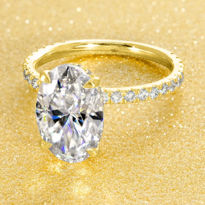 The Selina, 4ct Elongated Oval-cut Hidden Halo Ring