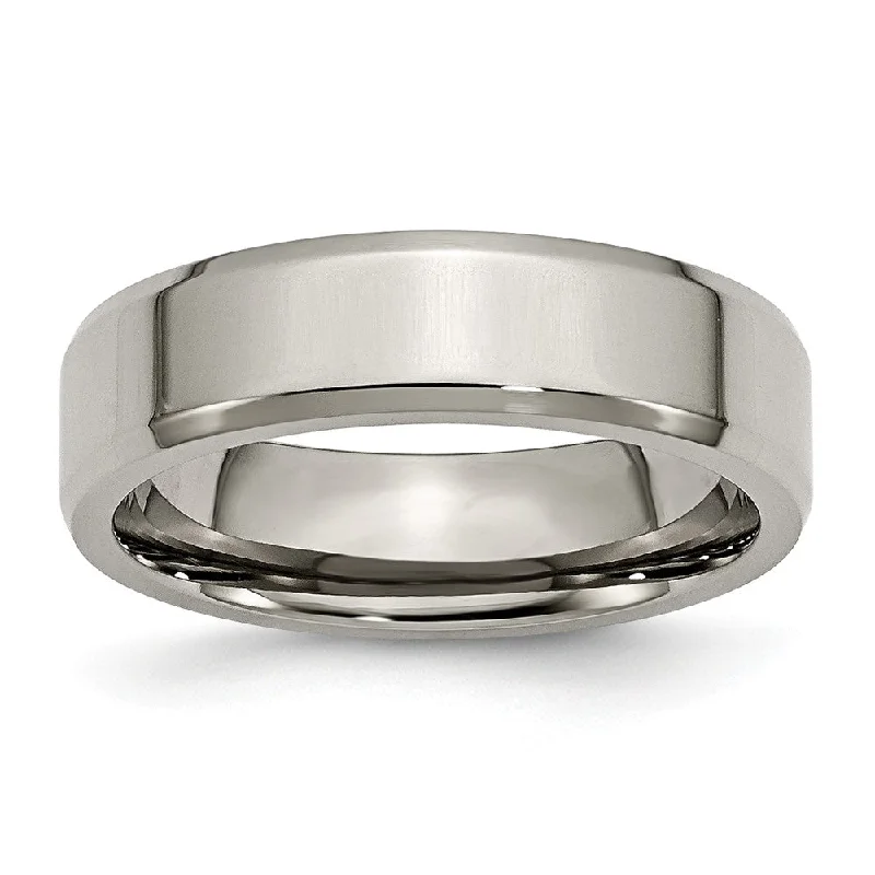 Shop Stylish Jewelry Now And Save Big Titanium Beveled Edge 6mm Polished Comfort Fit Band