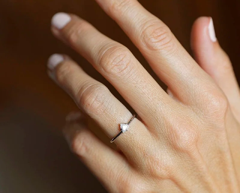 Personalized Jewelry At Special Discount Rates Trillion Diamond Ring, 14K Gold Solitaire Ring