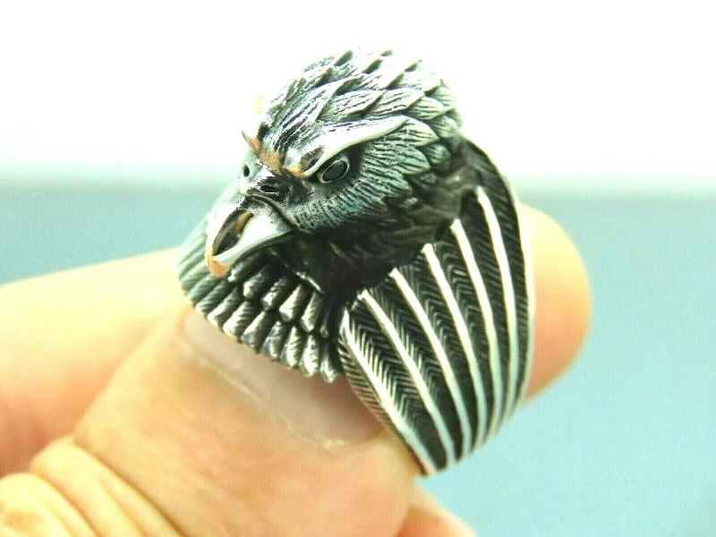 Turkish Handmade Jewelry 925 Sterling Silver Eagle Design Mens Rings