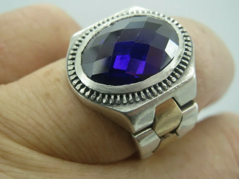 Turkish Handmade Jewelry 925 Sterling Silver Amethyst Stone Mens Rings