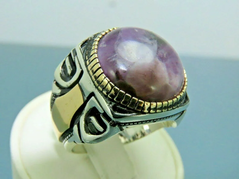 Turkish Handmade Jewelry 925 Sterling Silver Amethyst Stone Men's Rings